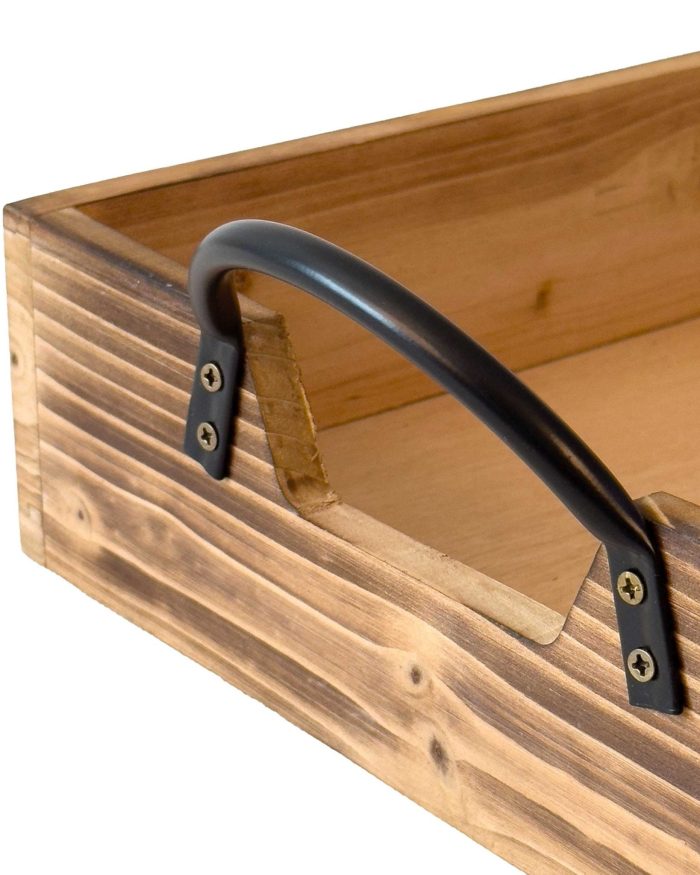 Vassoio in abete con manici in metallo - immagine 2