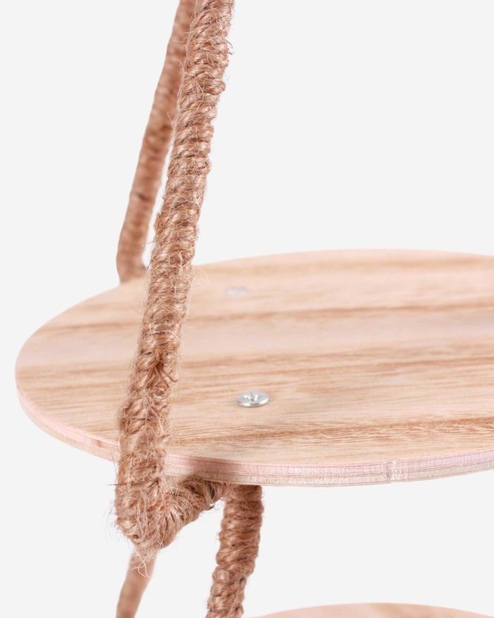 Albero di natale a ripiani con vassoi in legno e juta - immagine 2