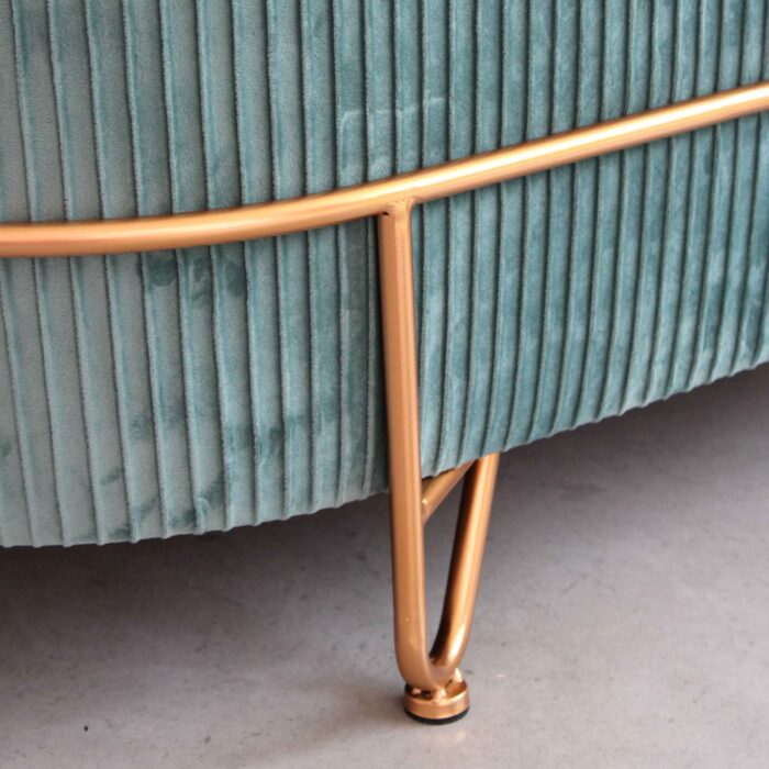 Panca contenitore turchese in velluto con pouf - immagine 9