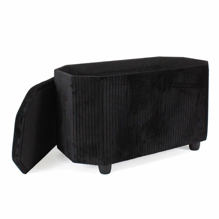 Set di 2 pouf contenitore in velluto nero - immagine 5
