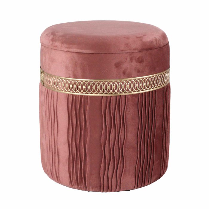 Set di 2 pouf contenitore in velluto rosa - immagine 4