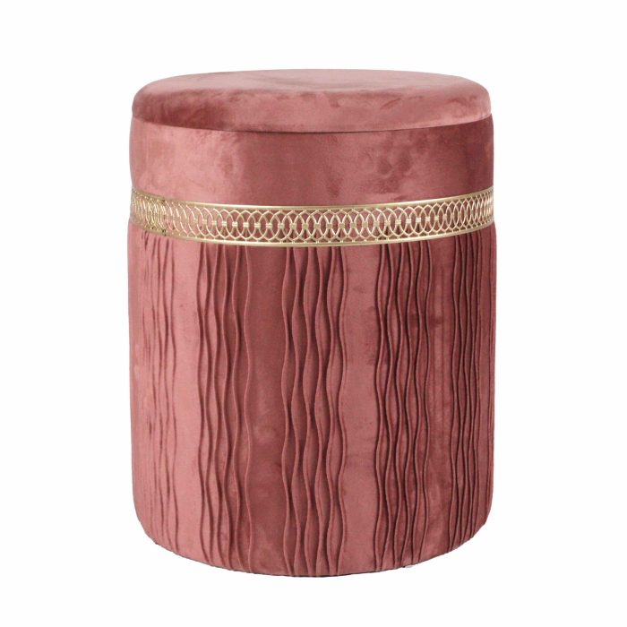 Set di 2 pouf contenitore in velluto rosa - immagine 3