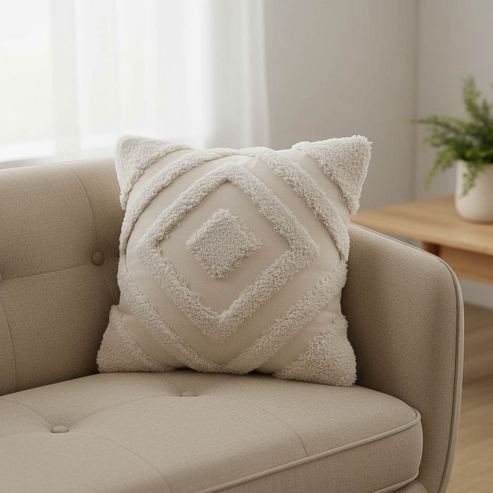 Cuscino quadrato in lino a rombi - immagine 2