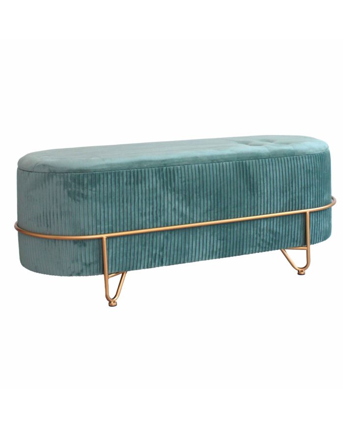 Panca contenitore in velluto con pouf - immagine 2