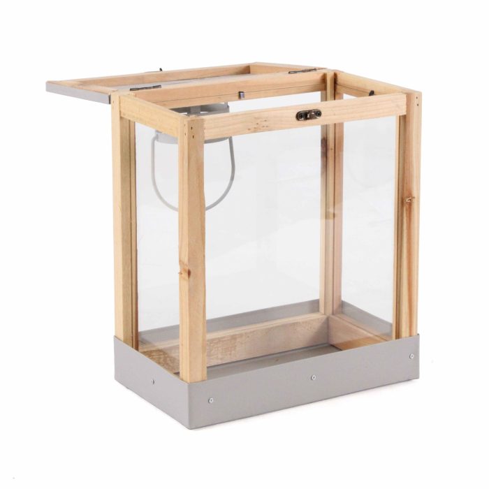 Lanterna moderna in metallo grigio e abete - immagine 3