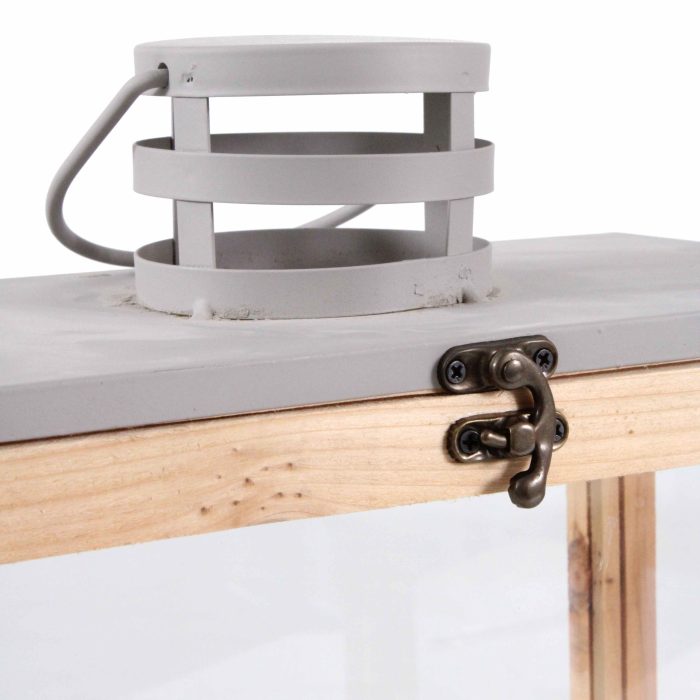 Lanterna moderna in metallo grigio e abete - immagine 4