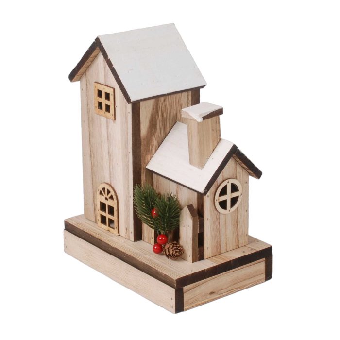 Decorazione casetta natalizia in abete con luce a Led - immagine 2