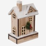 Decorazione casetta natalizia in abete con luce a Led