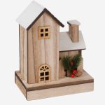 Decorazione casetta natalizia in abete con luce a Led