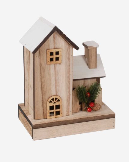 Decorazione casetta natalizia in abete con luce a Led