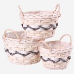 Set di 3 portavasi in vimini bianco