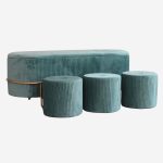 Panca contenitore in velluto con tre pouf