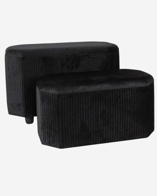 Set di 2 pouf contenitore in velluto nero