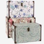 Set di 3 bauli in mdf floreali