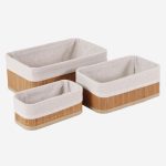 Set di 3 vaschette rettangolari in bambù naturale