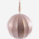 Pallina decorativa natalizia in mdf con righe