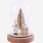 campana decorativa natalizia con led con pupazzo di neve