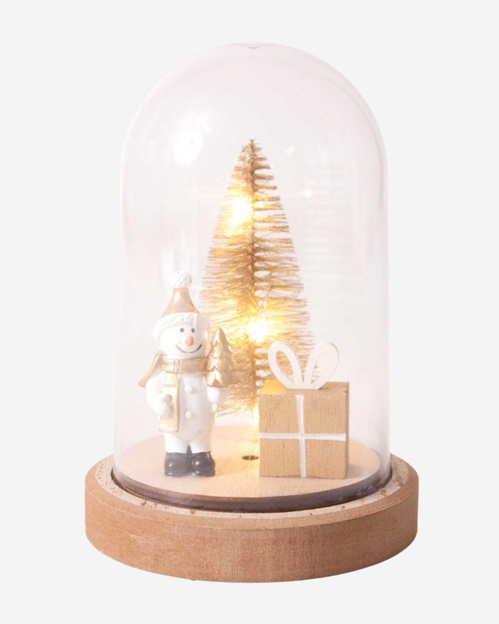 Campana decorativa natalizia con led con pupazzo di neve - immagine 3