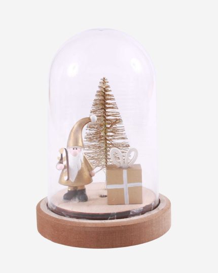 Campana decorativa natalizia con led con babbo natale