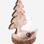 Portacandele decorazione natalizia in mdf a forma di albero