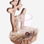 Portacandele decorazione natalizia in mdf a forma di renna