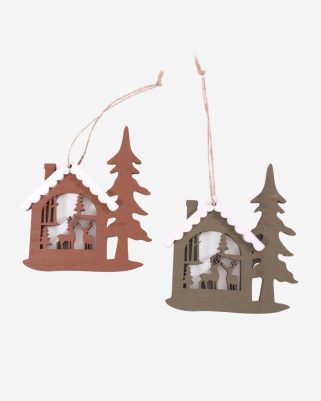 Decorazioni natalizie in confezione da 2 forma a casetta