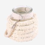 Portacandela in vetro e cotone bianco