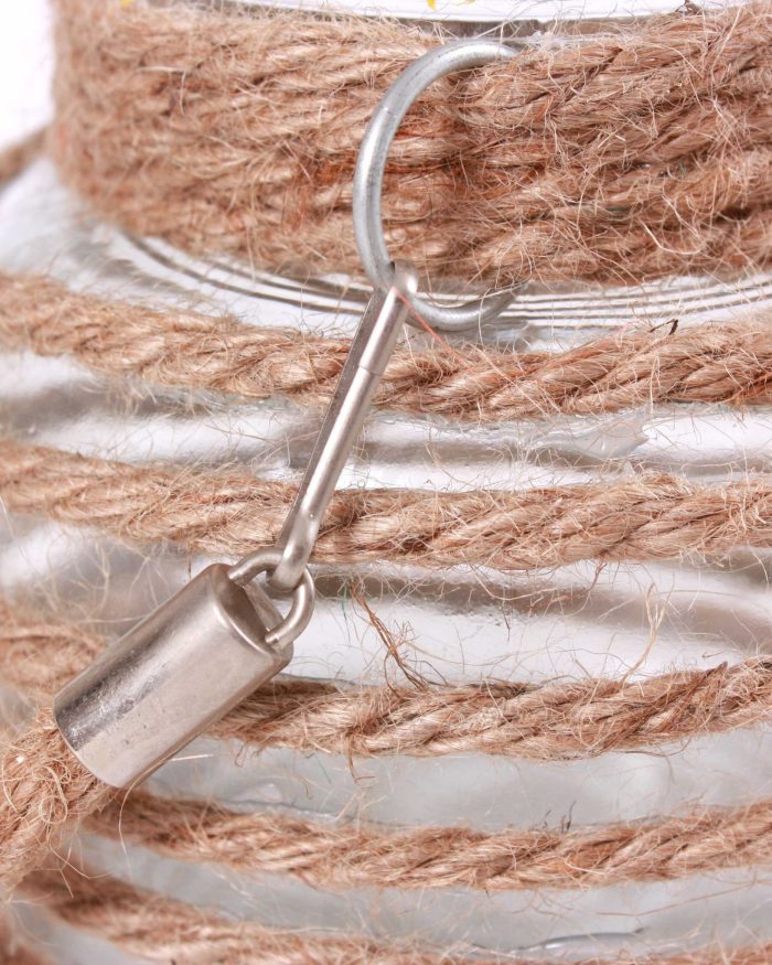 Portacandela in vetro e juta marrone - immagine 2