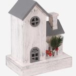 Decorazione casetta in abete con luce a Led