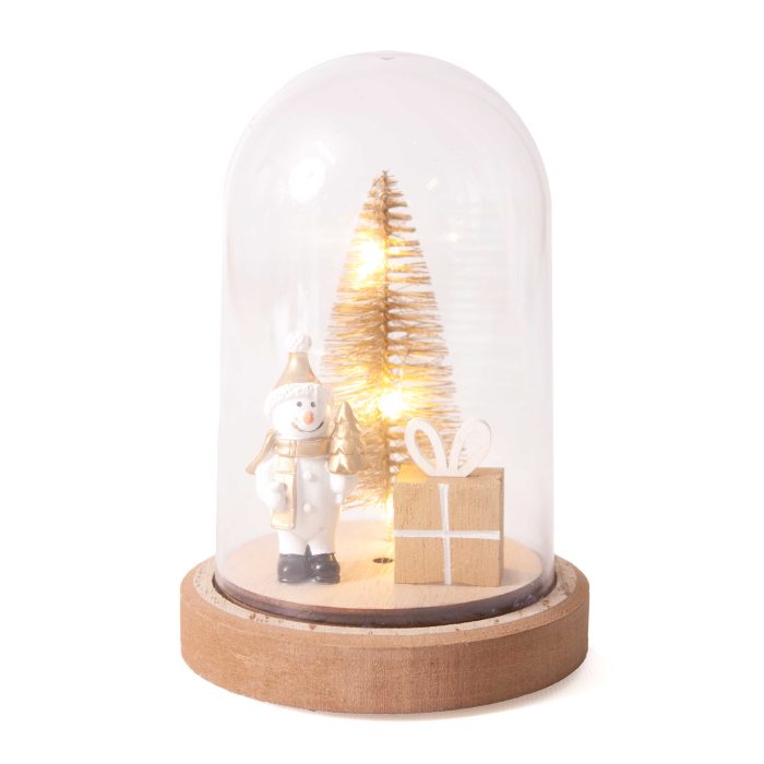 Campana decorativa natalizia con led con babbo natale - immagine 2