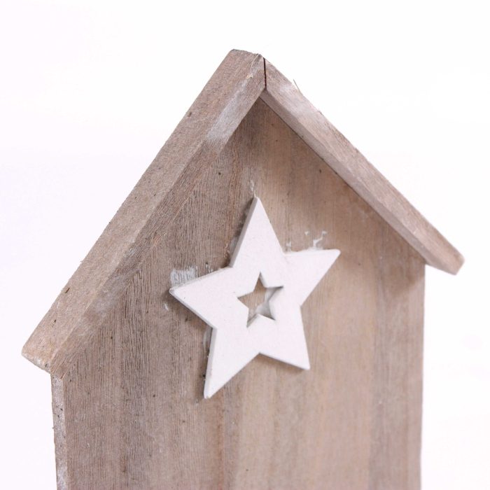 Portacandela in legno di balsa grigio con decorazioni natalizie - immagine 2