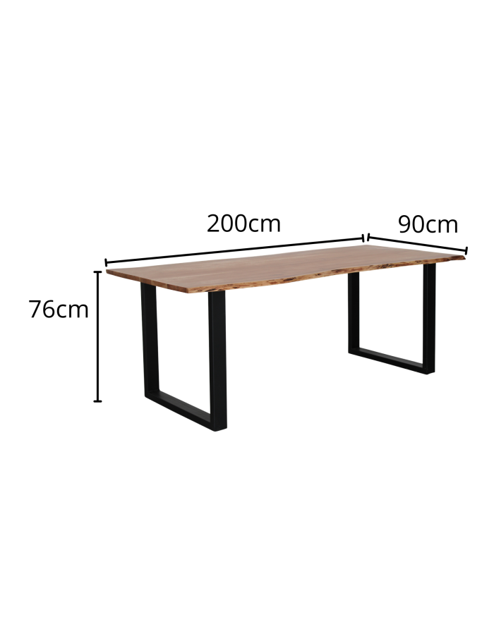 Tavolo da pranzo in legno di acacia e metallo "Terzo" 200x90 - immagine 4