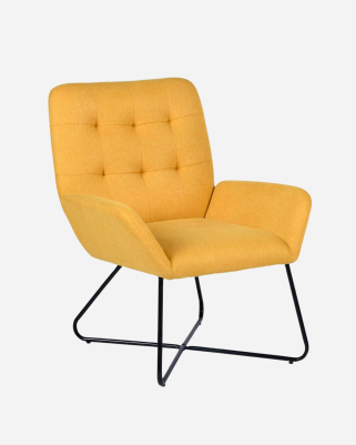 Poltrona in tessuto kilanda giallo "Greta"
