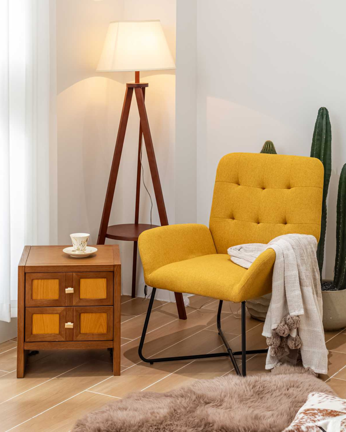 Poltrona in tessuto kilanda giallo "Greta" - immagine 2