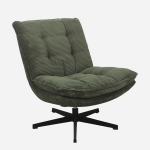 Poltrona girevole in velluto verde a coste Agata