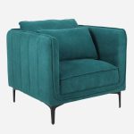 Poltrona in tessuto verde effetto velluto "Gina"
