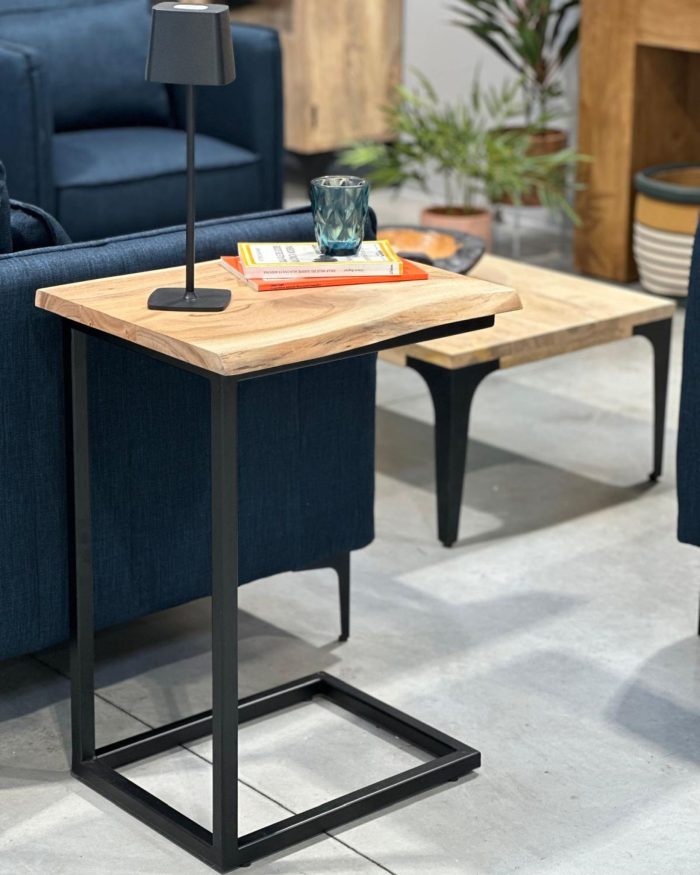 Tavolino alto in legno di acacia e metallo Terzo - immagine 2