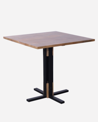 Tavolo da pranzo quadrato in mango e metallo