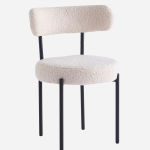 Sedia da pranzo Gaia in bouclé bianco