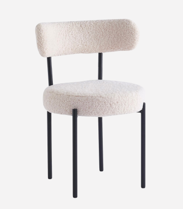 Sedia da pranzo Gaia in bouclé bianco