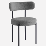 Sedia da pranzo Gaia in bouclé grigio