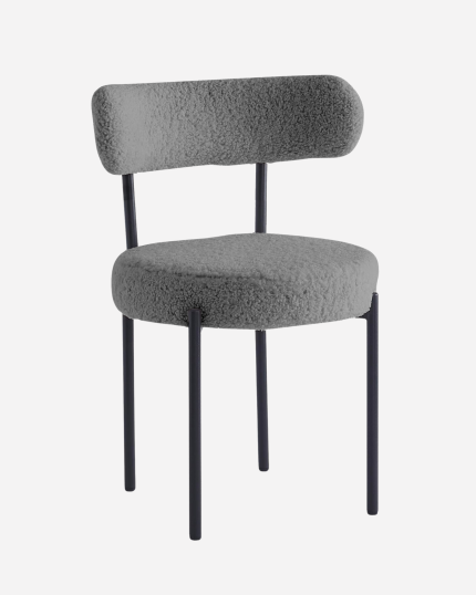 Sedia da pranzo Gaia in bouclé grigio