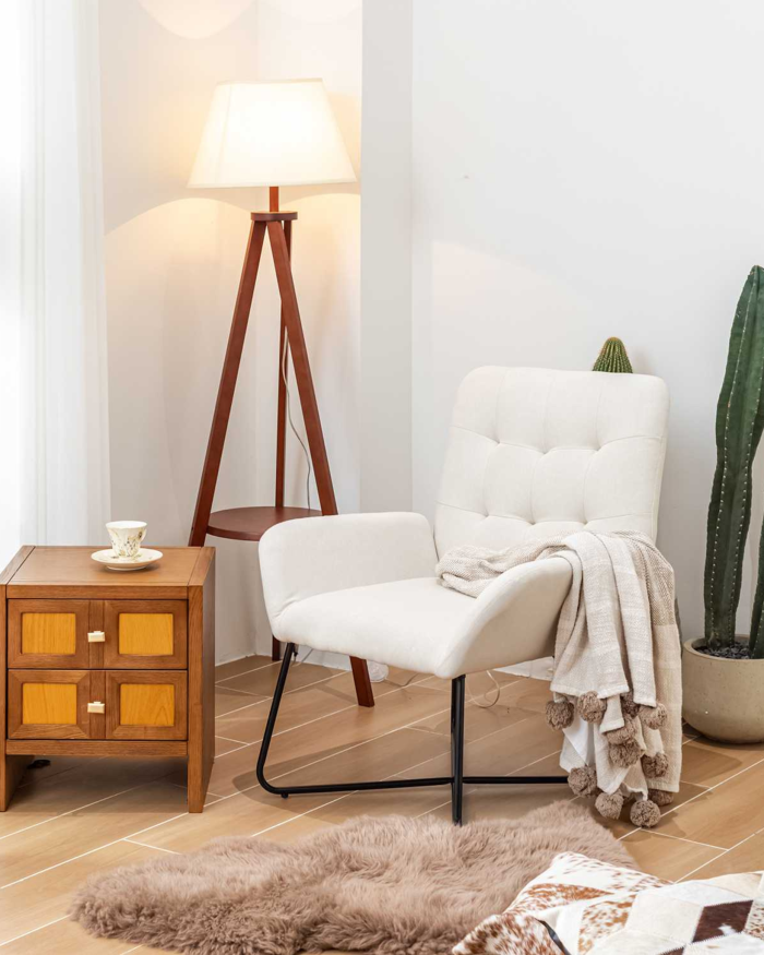 Poltrona in tessuto Kilanda beige "Greta" - immagine 3