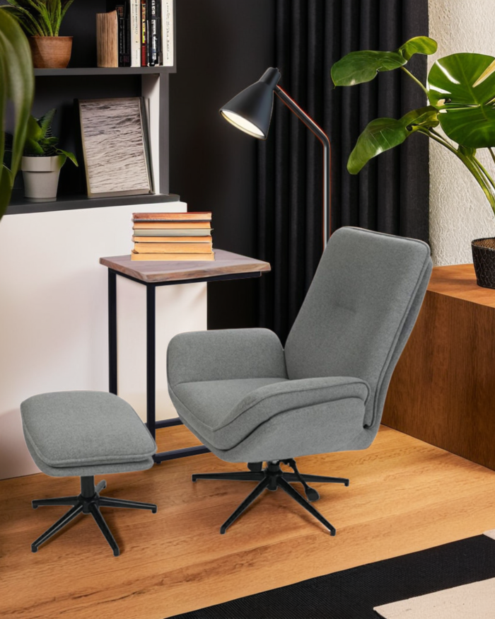 Poltrona girevole con poggiapiedi "Ava" - immagine 2