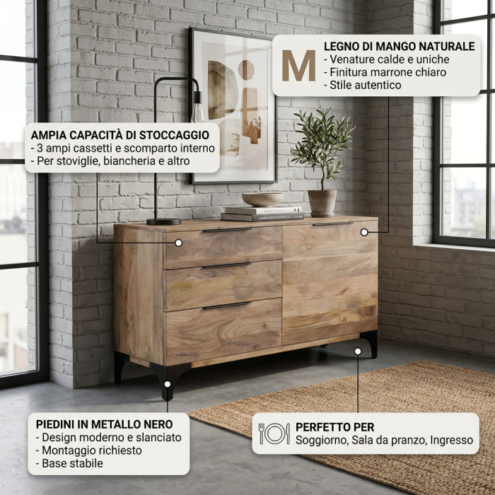 Credenza in mango Dino - immagine 4
