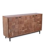 Credenza "Enzo" in acacia rettangolare con 4 ante e un ripiano