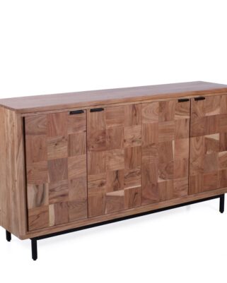 Credenza "Enzo" in acacia rettangolare con 4 ante e un ripiano
