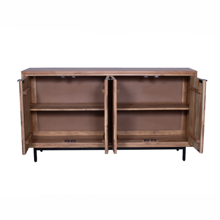 Credenza "Enzo" in acacia rettangolare con 4 ante e un ripiano - immagine 6