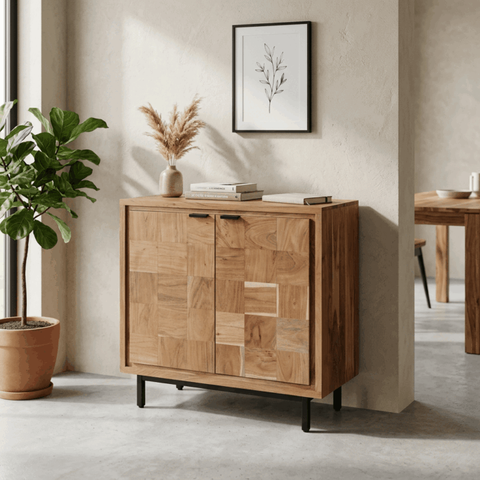 Credenza quadrata in acacia "Enzo" - immagine 5