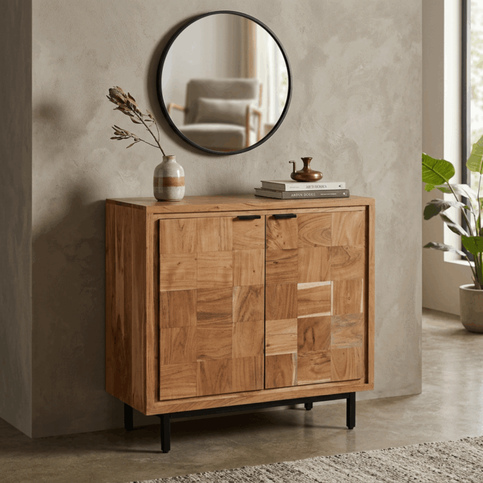 Credenza quadrata in acacia "Enzo" - immagine 2